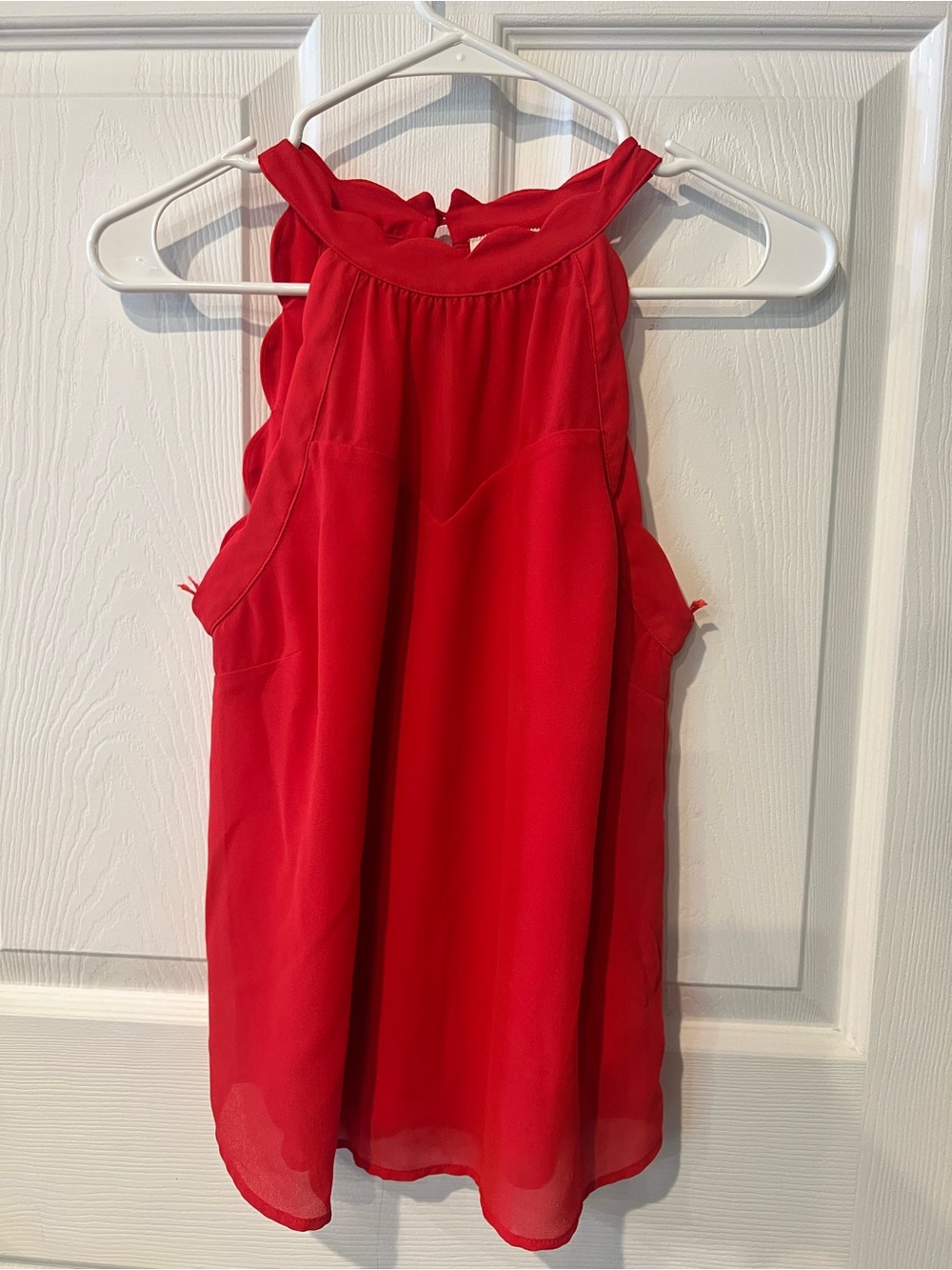 Monteau Bright Red Scalloped Halter Top